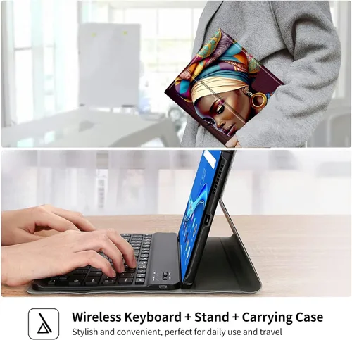 Vista 7 de Funda con teclado africano para Samsung Galaxy Tab S6 Lite de 10.4 pulgadas 2022 (SM-P613/P619)/2020 (SM-P610/P615), funda protectora delgada