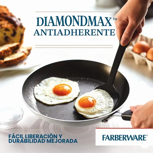 Vista 3 de Farberware Cookstart DiamondMax - Juego de sartenes antiadherentes, 2 Plateado