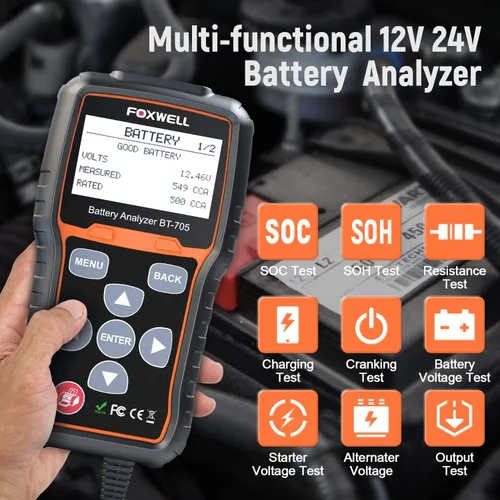 Vista 3 de Escáner FOXWELL OBD2 NT726 y FOXWELL BT705 12V 24V Probador de batería de coche 2022