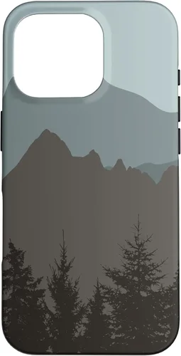 Vista 20 de Mountains Peaks - Carcasa para iPhone 17, diseño abstracto de paisaje natural, color gris y azul