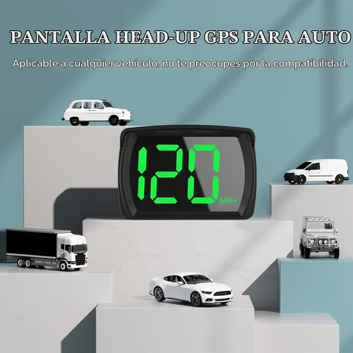 Vista 2 de Liiiyuan Velocímetro HUD, medidor de velocidad digital GPS con MPH, pantalla frontal para todos los coches, cable USB Plug & Play