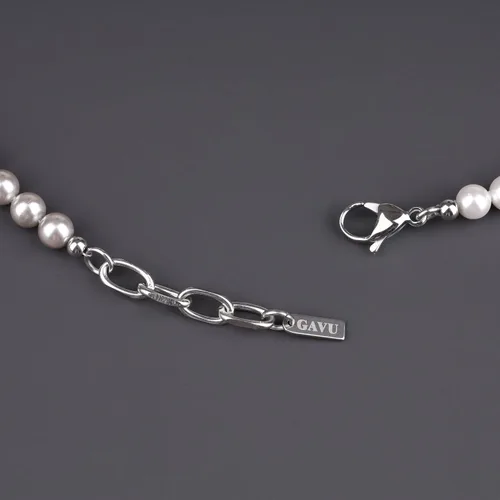 Vista 5 de GAVU Collar de perlas de concha para hombre, Piedra