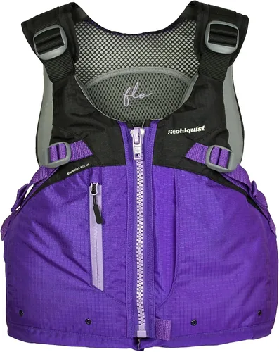 Vista 8 de Stohlquist Chaleco salvavidas PFD para mujer, 8 puntos de ajuste para un ajuste definitivo, carcasa exterior Ripstop, flotación de espalda alta, Gris