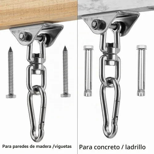 Vista 5 de Kit de Colgamiento de Hamaca Velomill, Capacidad de 454 kg, Gira 360°, Gancho Ultra Resistente para Columpio, Silla, Múltiples Gimnasios Interiores
