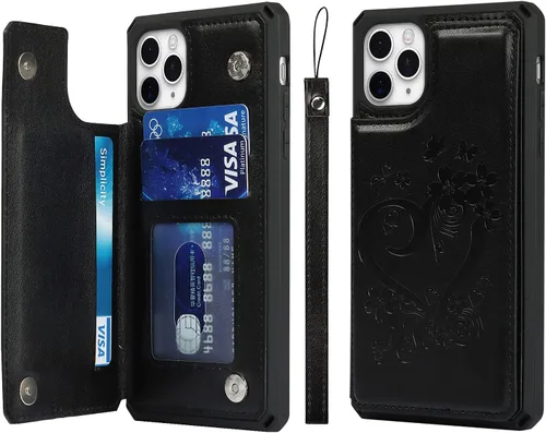 Vista 11 de Cavor Funda para iPhone 11 Pro Max con tarjetero y tarjetero, funda tipo cartera con tarjetero para tarjetas de crédito para iPhone11ProMax, funda