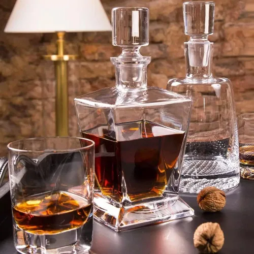 Vista 6 de Krosno - Decantador de whisky con tapón 25.4 oz Colección Caro Para uso en casa, restaurantes, fiestas Idea de regalo para bar mitzvah, boda