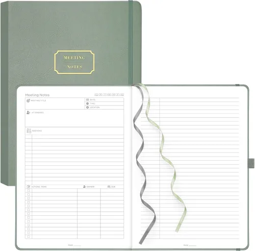 Vista 14 de EMSHOI Cuaderno de Reuniones para Trabajo con Pestañas Adhesivas - 240 Páginas, Planificador de Proyectos Tamaño A4, Organizador de Agenda/Actas