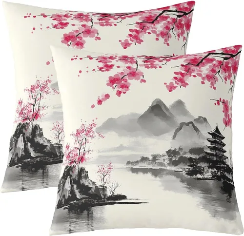 Vista 11 de Juego de 2 fundas de almohada rosas de 16 x 16 pulgadas, fundas de almohada suaves con flores florales de rosas para sala de estar, dormitorio
