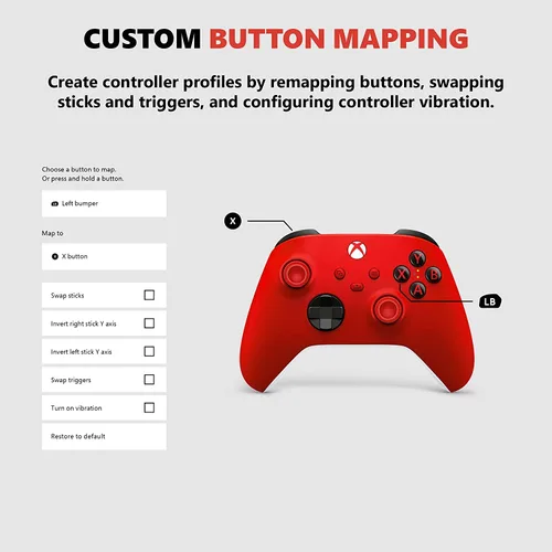 Vista 4 de Xbox Core Wireless Gaming Controller – Pulse Red Series X S, One, Windows PC, Android, and iOS