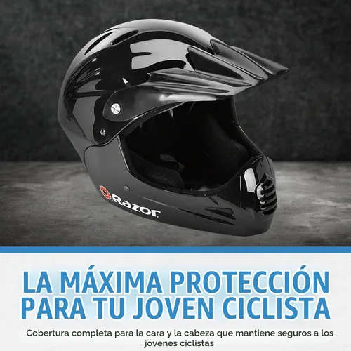 Vista 2 de Razor Casco juvenil de cara completa, carcasa exterior de plástico ligero con correas ajustables para jóvenes jinetes