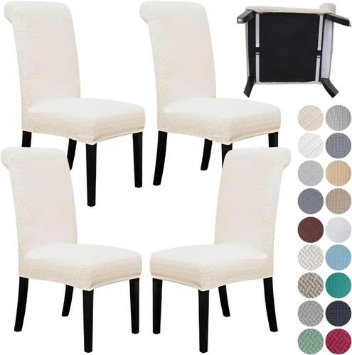 Vista 35 de SPRINGRICO Paquete de 2 fundas para sillas de comedor con cinturón de seguridad, fundas elásticas para sillas Parsons lavables, fundas protectoras