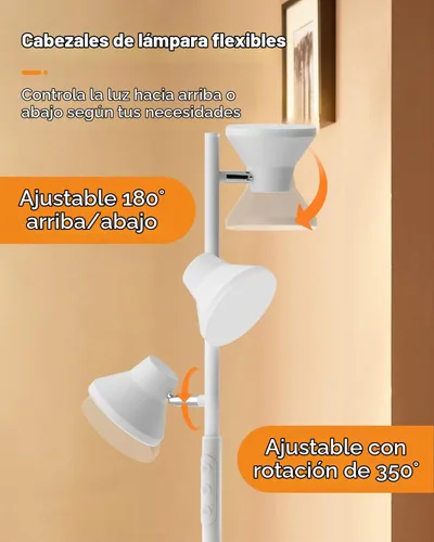 Vista 6 de SIBRILLE - Lámpara de pie LED, lámpara de pie moderna de 36W con control remoto y táctil, 4 temperaturas de color, lámpara de pie con 3 luces