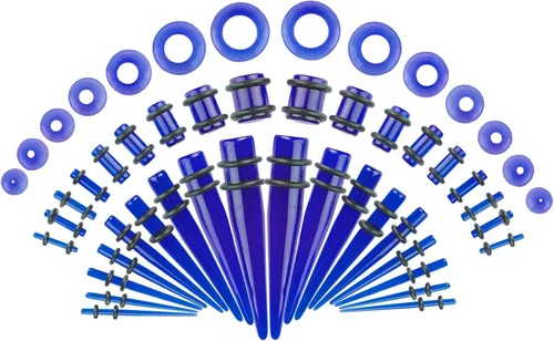 Vista 13 de Kit de Estiramiento de Orejas 50 Piezas 14Calibres-00Calibres Aretes Kit de Piercing Negro