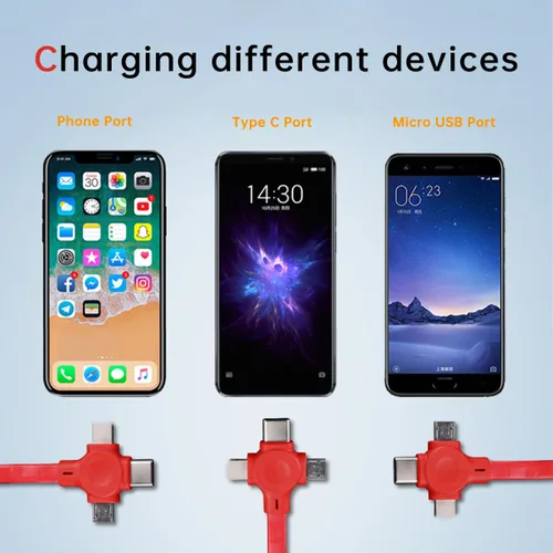 Vista 2 de Gartmost 6 unidades 3 en 1 retráctiles múltiples cargadores rápidos Cable a granel (3.28 pies) con USB C/Micro USB/L y soporte para teléfono
