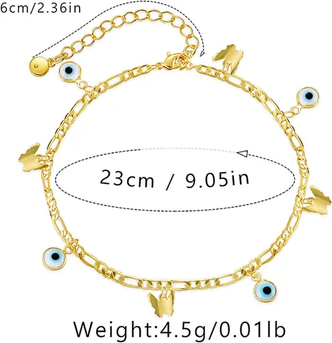 Vista 12 de Tobillera para mujer, chapada en oro de 18 quilates, tobillera con dije de oro, impermeable, para verano, playa, cadena de pie, joyería para regalos
