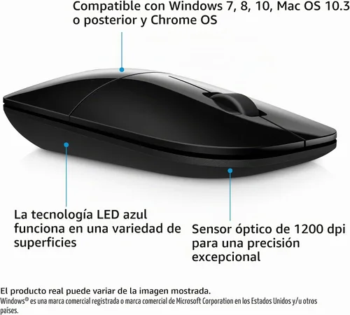 Vista 5 de Ratón inalámbrico HP Z3700 (26V63AA#ABL, Negro)