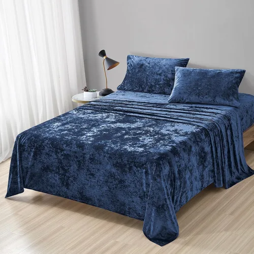 Vista 8 de Fredsure - Juego de sábanas de terciopelo envejecido, 4 piezas, Queen, color negro, ultra suave, cálido