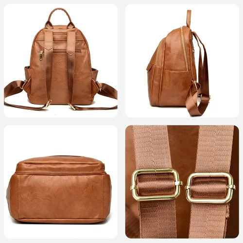 Vista 4 de ZOCILOR Mochila de moda para mujer, diseño multiusos, bolsos convertibles y bolsa de hombro, Marrón