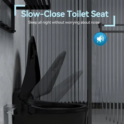 Vista 3 de YOURLITE Asiento de inodoro alargado negro con calefacción y control remoto