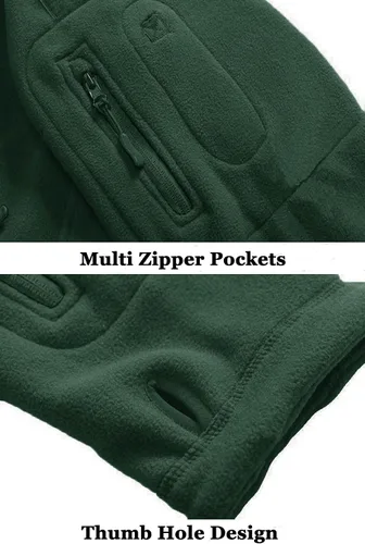 Vista 7 de BIYLACLESEN Chaquetas tácticas de forro polar Softshell para hombre con cremallera completa