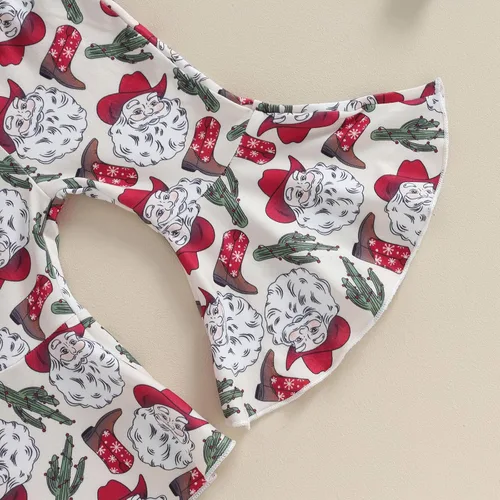Vista 7 de Kuriozud Conjunto de pantalones acampanados para bebé recién nacida, con volantes, lindo conjunto de pantalones acampanados con diadema y ramitas