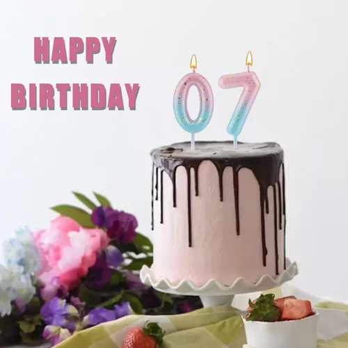 Vista 6 de Vela con números de cumpleaños degradados, velas de cumpleaños degradadas color rosa y azul para pastel, letras numéricas, velas de cumpleaños