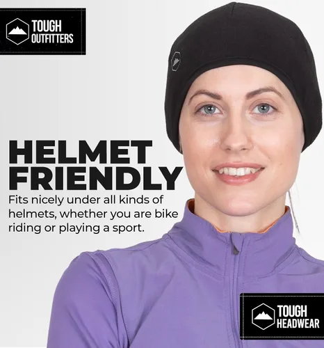 Vista 6 de Tough Headwear Gorro de correr para mujer con cola de caballo, gorro de cola de caballo, gorro de invierno con agujero para cola de caballo