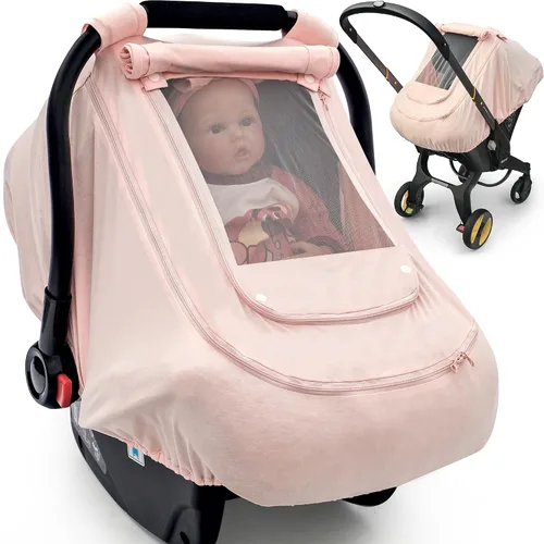 Vista 8 de Funda de asiento de automóvil para bebé para verano/primavera, funda de asiento de automóvil 100% algodón orgánico para bebés, cubierta de asiento