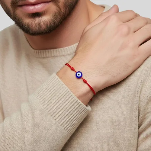 Vista 14 de Pulsera Lucky Evil Eye, gargantilla y tobillera – Talismán de protección de cuerda roja y negra Joyería minimalista Mal de Ojo para la buena suerte