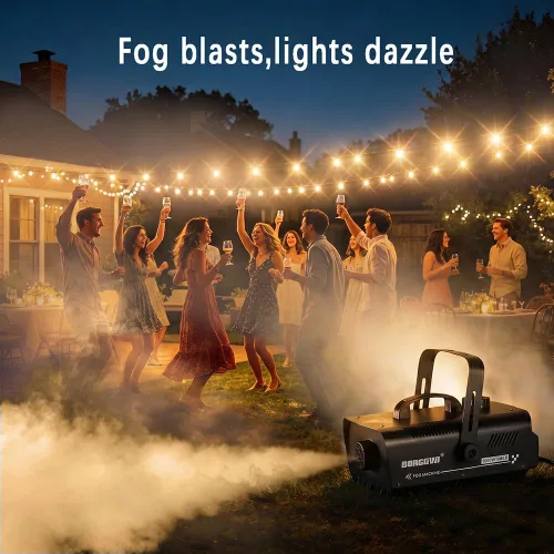 Vista 5 de Máquina de niebla de 1000 W con temporizador, control remoto inalámbrico y control manual, ideal para Halloween, fiestas, actuaciones en escenario