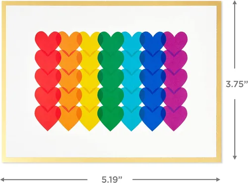 Vista 3 de Hallmark Surtido de tarjetas en blanco, corazones arcoíris (24 tarjetas con sobres)