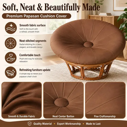Vista 3 de Papasan - Funda de cojín para silla, cojín para interiores y exteriores, impermeable, con banda elástica diseñada para cojín Papasan