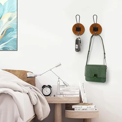 Vista 6 de Ganchos para toallas de baño, paquete de 2 ganchos de pared rústicos de granja para colgar batas, colgador de puerta autoadhesivo para colgar