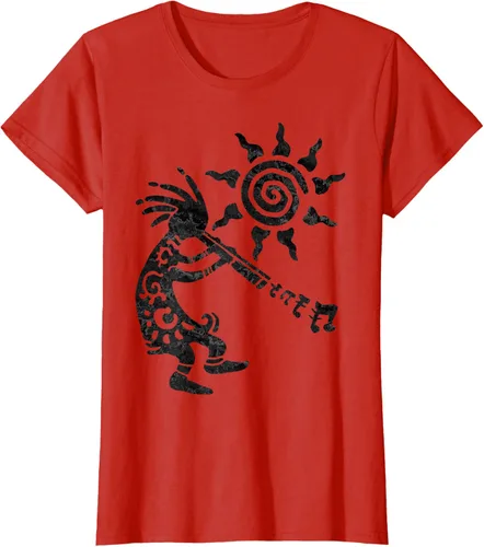 Vista 64 de Native American Kokopelli Musican With Flute 2 - Camiseta divertida para fanáticos, Blanco, S