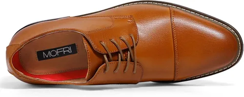 Vista 5 de Mofri Zapatos de gamuza Oxford para hombre, zapatos de vestir con punta de ala para todas las ocasiones, impermeables, plantilla de látex