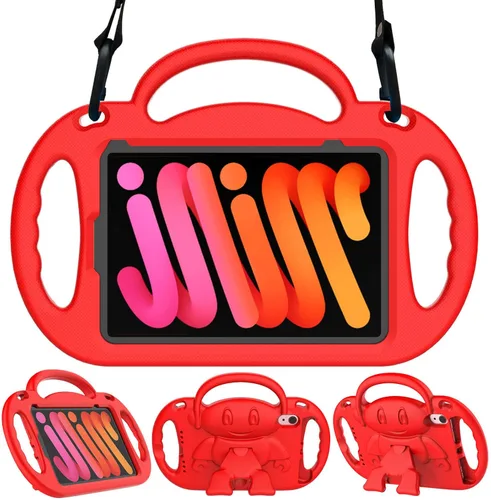 Vista 10 de Funda para Niños para iPad Mini 7 (A17 Pro) 2024/ Mini 6 2021, Funda para iPad Mini 7ª/6ª Generación con Correa para Hombro - Resistente a Golpes