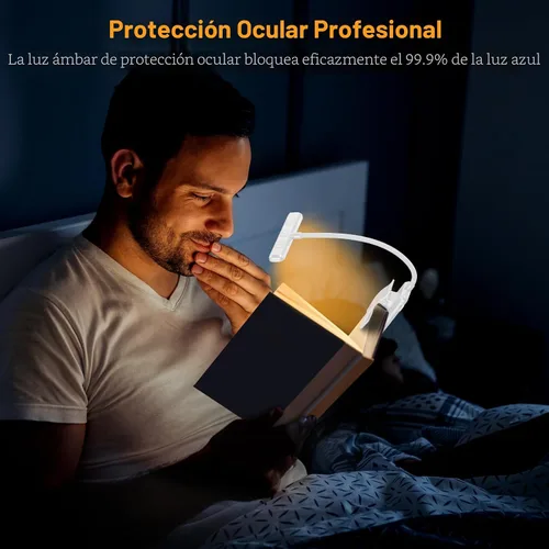 Vista 4 de Gritin Luz de libro recargable de 19 LED para leer en la cama Blanco