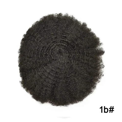 Vista 6 de Toupee - Unidad de cabello rizado afro para hombres negros, centro de encaje transpirable, cabello humano natural, inyección de mano afroamericana