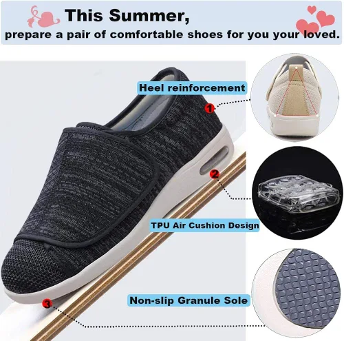 Vista 4 de WLESVAGO - Zapatillas de deporte para hombre extra anchas con cierres totalmente ajustables para hombre