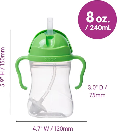 Vista 5 de b.box Vaso para beber con popote abatible, bebe desde cualquier ángulo, popote pesado, a prueba de derrames, a prueba de fugas y de fácil agarre