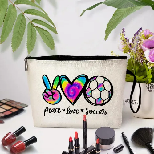 Vista 3 de ZHANTUONE La bolsa de cosméticos Peace Love Yundong no solo es novedosa y única en diseño, sino que también es segura y práctica con una cremallera
