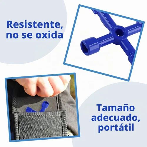 Vista 4 de Waziaqoc Llave multifuncional de 4 vías (paquete de 3), llave cruzada universal triangular de aleación de zinc/cuadrada para medidor de agua