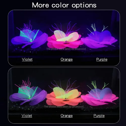 Vista 4 de Decoración de acuario de silicona que brilla en la oscuridad Glow-in-dark silicone coral sways with water flow. Safe silicone material, vibrant