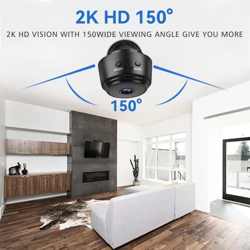Vista 3 de MCJ Mini cámara oculta WiFi 2.4G con audio, alimentación en vivo de video HD 2K, visión nocturna, no incluye tarjeta SD, pequeña cámara de seguridad