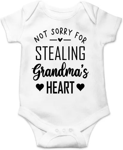 Vista 12 de CBTwear Not Sorry for Stealing Grandma's Heart – Ropa de bebé – Divertido body para recién nacido para niños y niñas