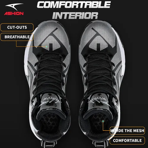 Vista 4 de ASHION Men's Basketball Shoes Mid Basketball Sneakers Non-Slip Outdoor Cushioning Workout Shoes