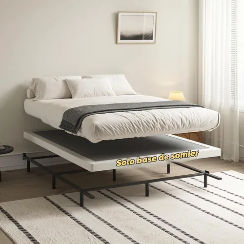 Vista 5 de Base de cama resistente de 2 pulgadas con cubierta de tela Base de colchón de metal, solo somier de perfil bajo, sin ruido, fácil montaje, soporte