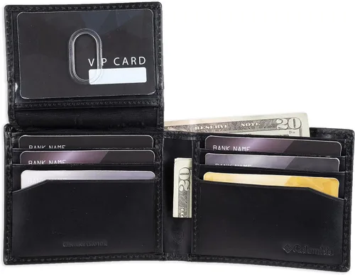 Vista 3 de Columbia Cartera RFID para hombre, Cuero negro