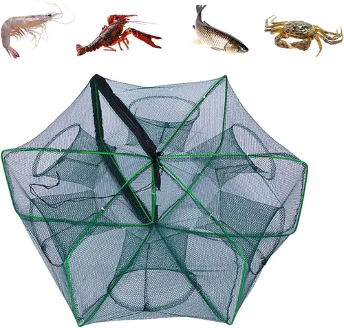 Vista 10 de La trampa de pesca plegable mágica, kit de pesca fortalecida autoplegable, trampa de cebo de pesca, red de pesca portátil para cangrejo, cangrejos