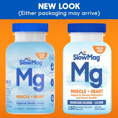 Vista 3 de SlowMag Muscle + Heart Cloruro de magnesio con suplemento de calcio para apoyar la relajación muscular y fórmulas Jarrow MagMind Brain Health